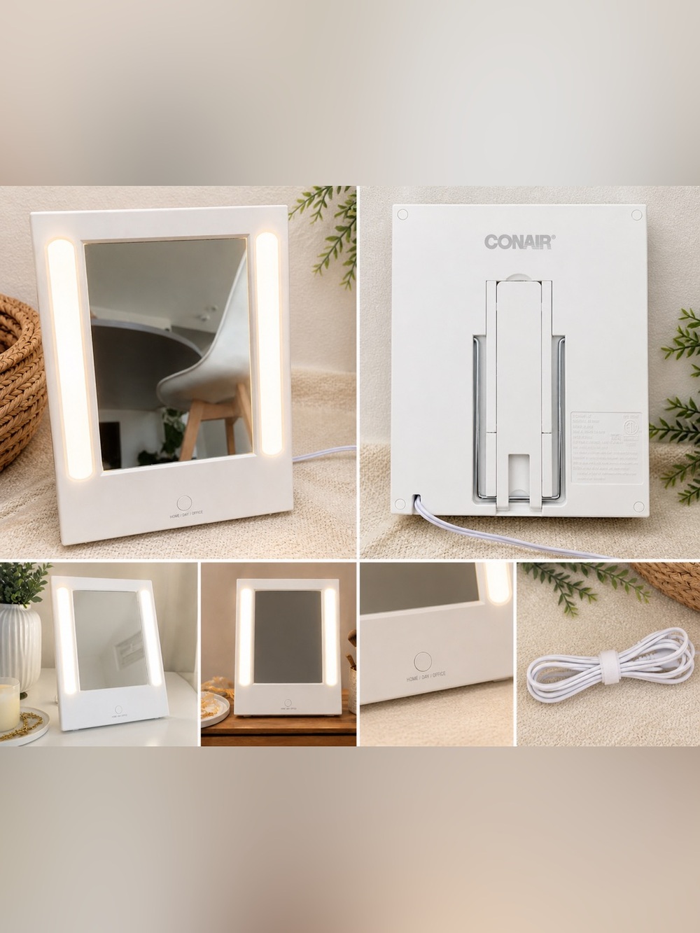 Conair LED Lighted Vanity Mirror touch control Make up Mirror in White